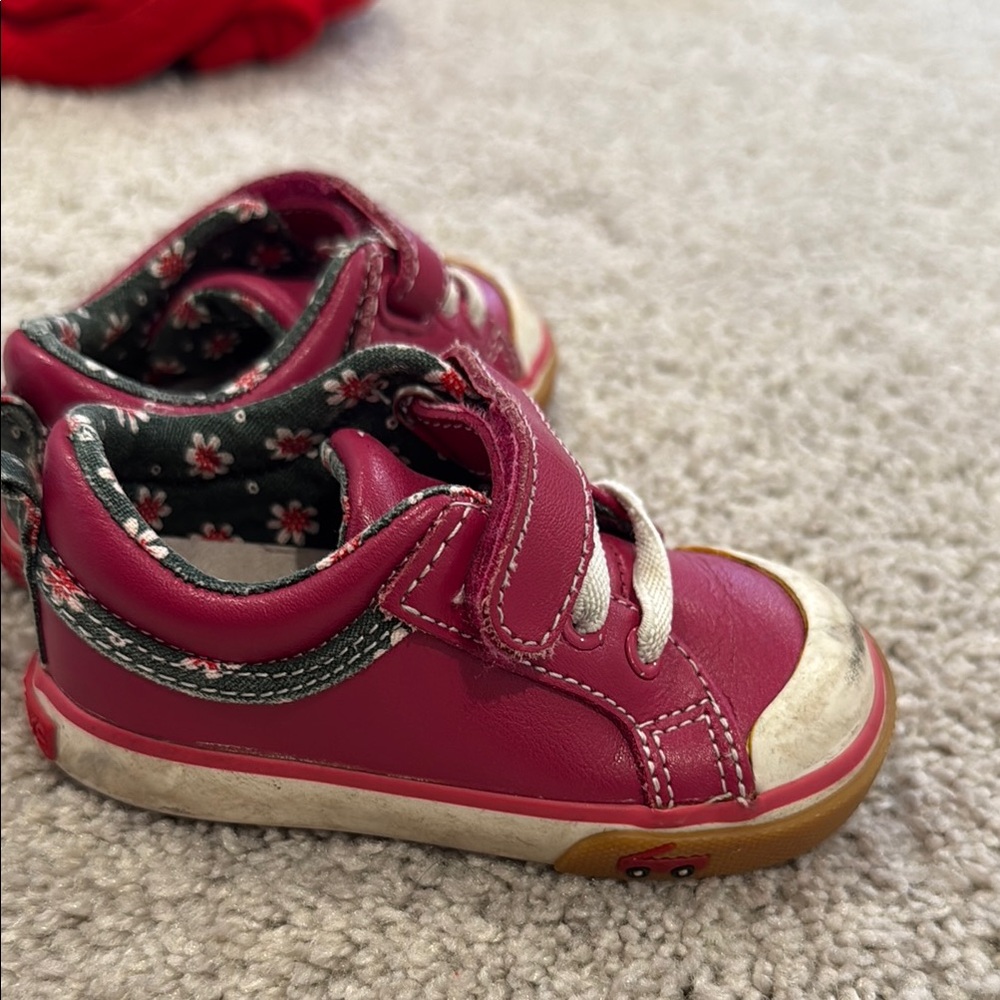 See Kai Run Pink and White Sneakers with Lace-Up Closure